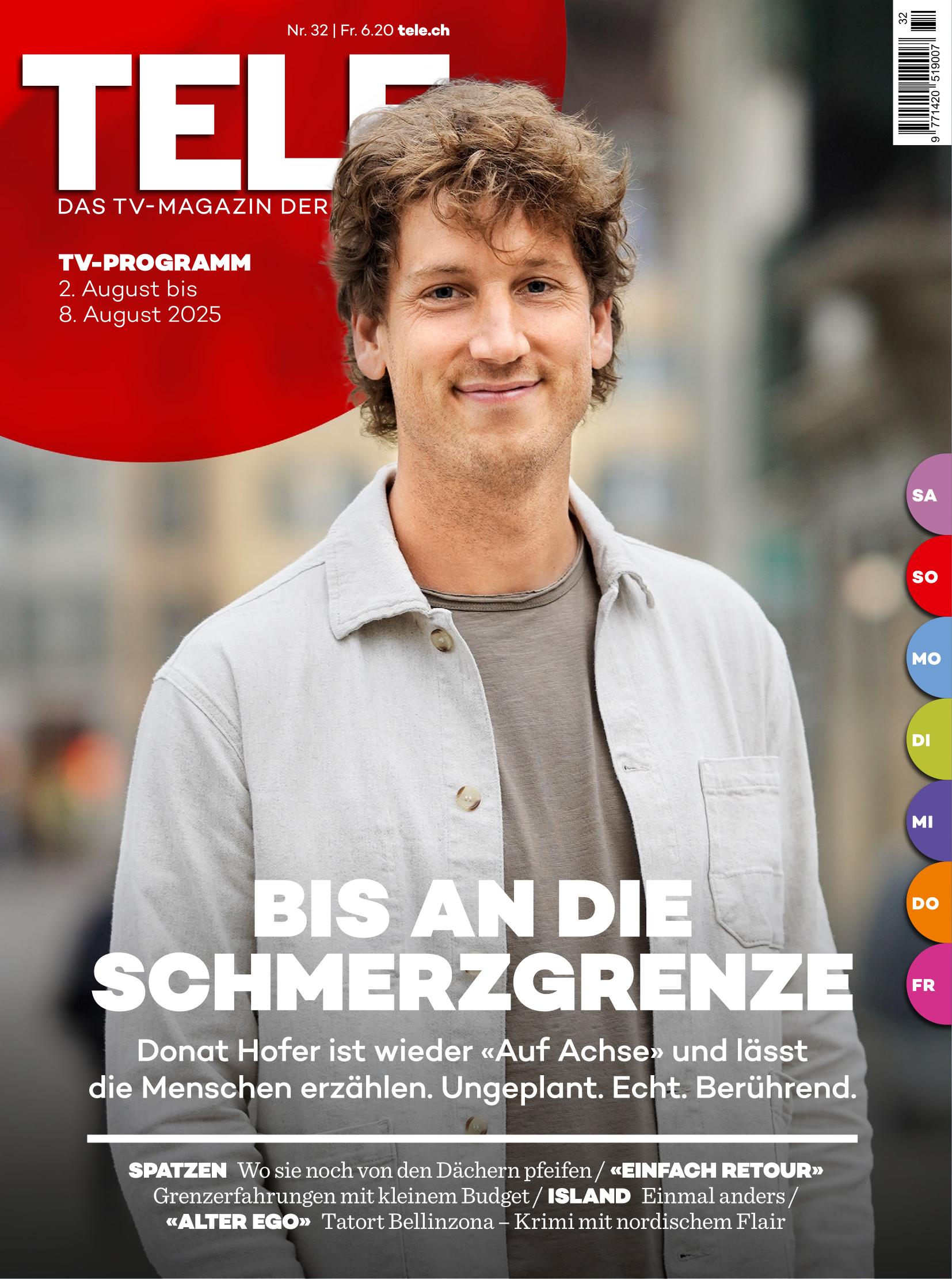 Cover TELE, Nr. 32/2025, mit Donat Hofer
